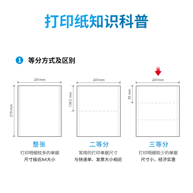 得力 N241-2 塞纳河电脑打印纸 (1/3CS彩色撕边) 1000页/箱按箱销售