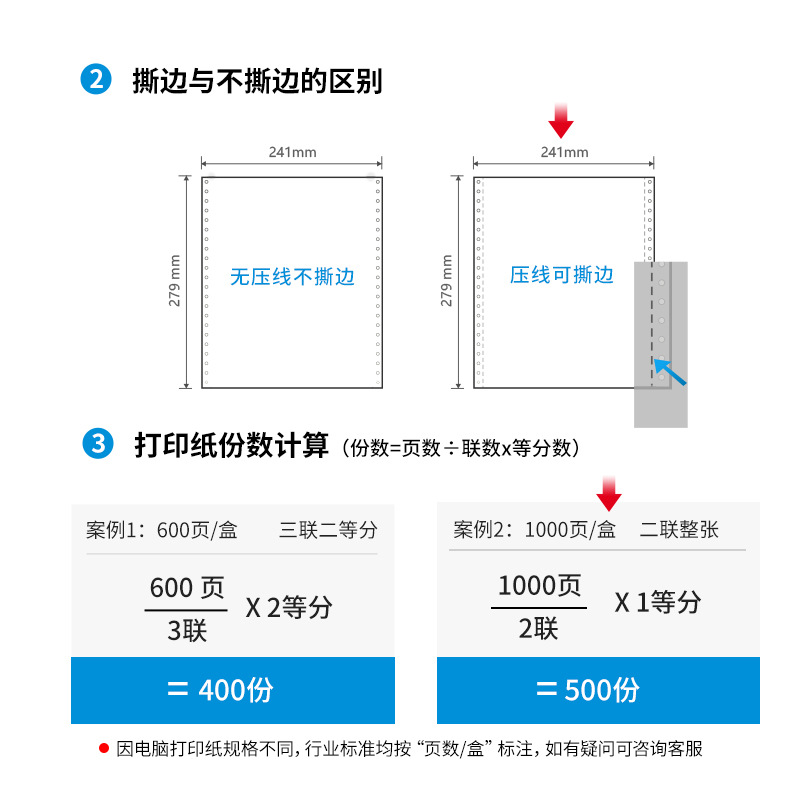 得力 N241-2 塞纳河电脑打印纸 (CS彩色撕边) 1000页/箱按箱销售