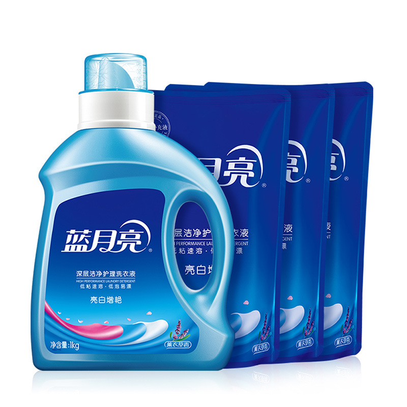 蓝月亮 洗衣液套装 薰亮白1KG+薰亮白袋500G×3按（组）销售
