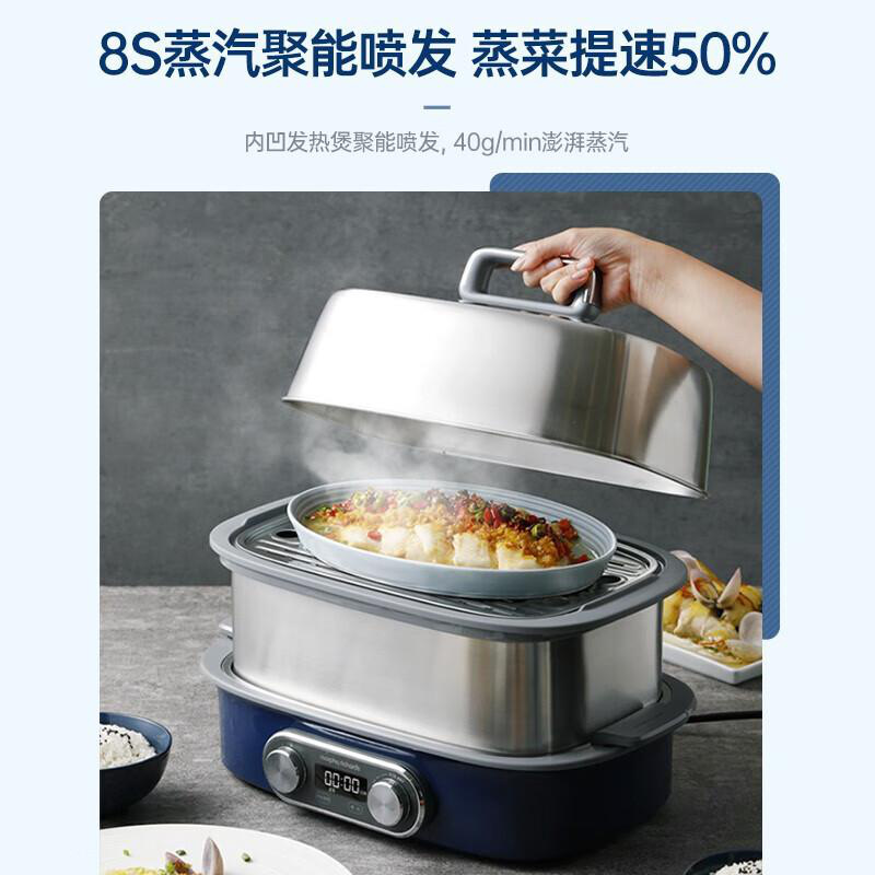 摩飞 MR1168 蒸炖锅极速电蒸锅电炖锅蒸煮锅双层上蒸下炖 2000W 蓝色按（台）销售
