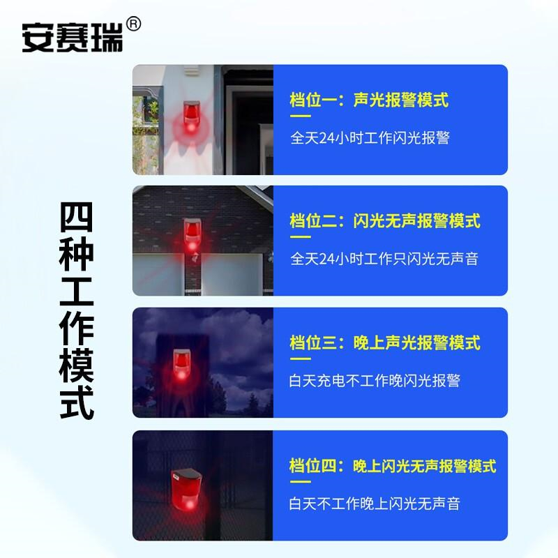 安赛瑞 1H00176 太阳能报警器 声光报警按（个）销售