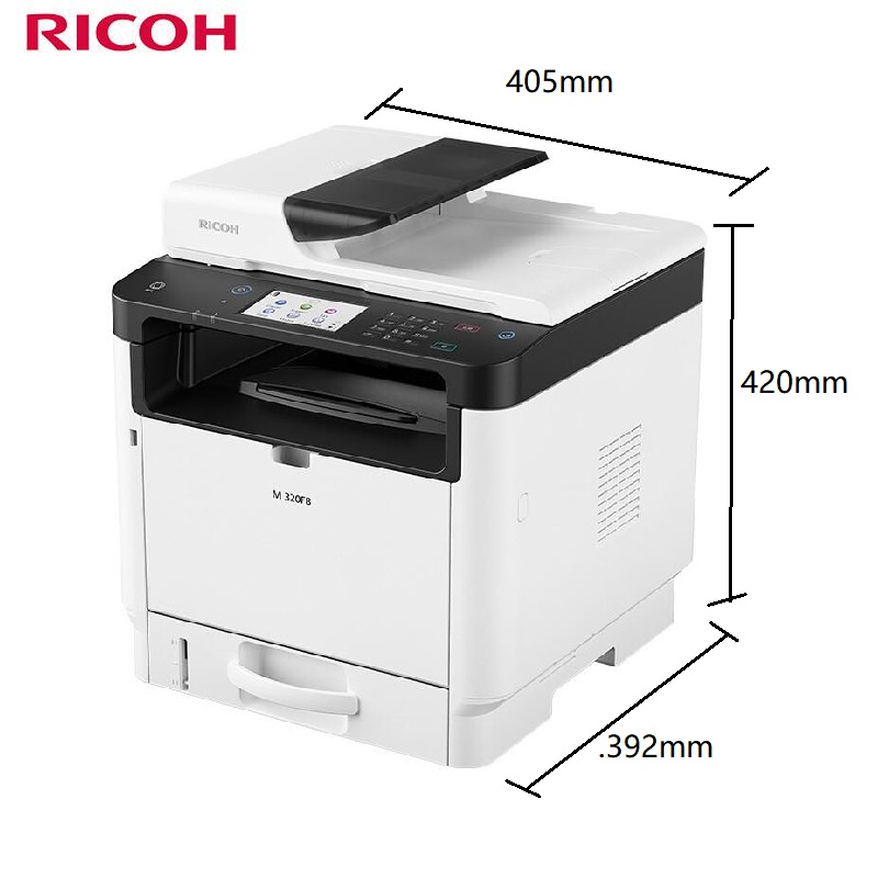 理光 M 320FB 黑白激光多功能一体机 A4 白色 打印、复印、扫描、传真、有线网络、自动双面按台销售