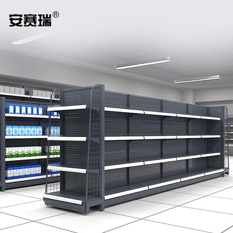 安赛瑞 200423 超市货架展示架 60×35×135cm 端头带侧网4层按个销售