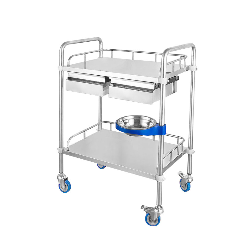 安赛瑞 600614 加厚组装不锈钢小推车 （二层整抽屉带盆）690*460*910mm按（辆）销售