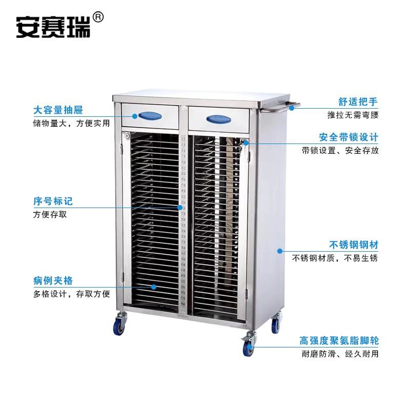 安赛瑞 601246 不锈钢病例夹车 双排40本 76*39*93cm按(辆)销售 安赛瑞 601246 不锈钢病例夹车 双排40本 76*39*93cm按(辆)销售
