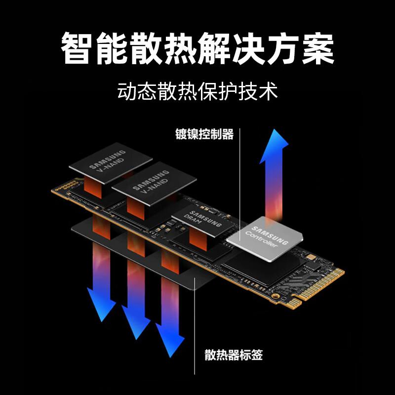 三星 MZ-V9P1T0BW SSD固态硬盘 M.2接口(NVMe协议PCIe 4.0 x4) 990 PRO 1TB 黑色按个销售