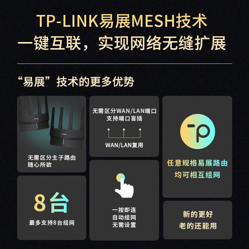 TP-LINK TL-XDR5410易展版 双频千兆无线路由器 AX5400Wi-Fi 6 黑色按个销售