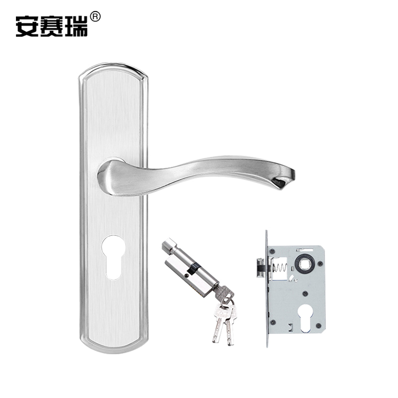 安赛瑞 430802 室内实木门锁 房门锁锁具 不锈钢通用款 三件套 F款按套销售