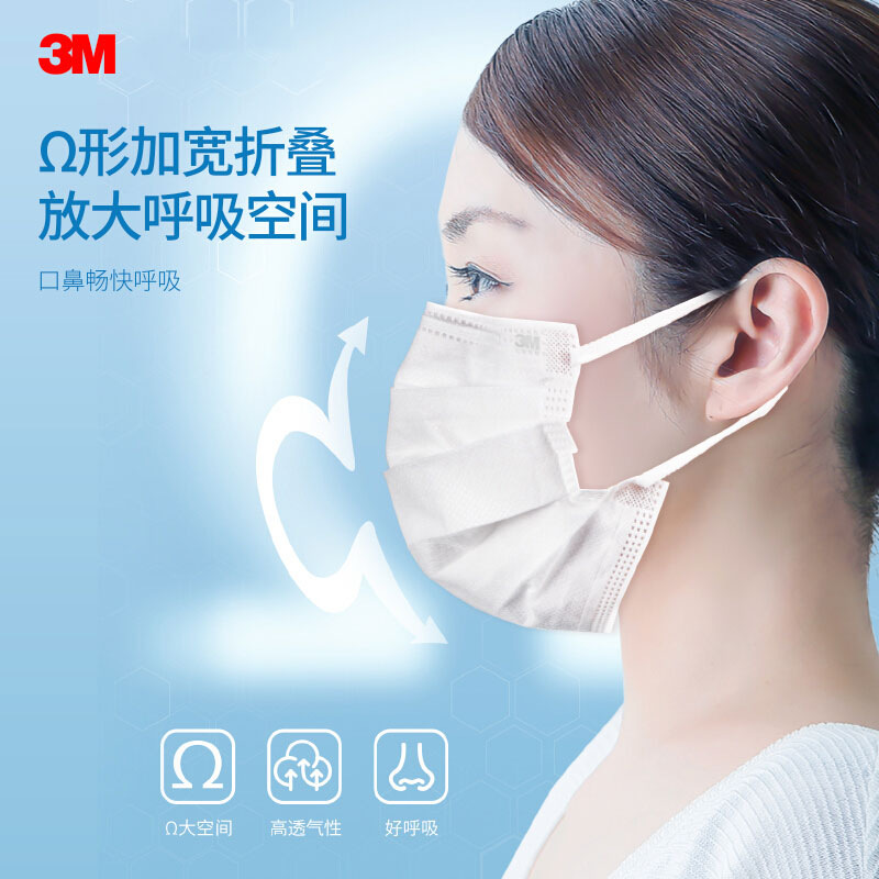 3M XY003901788 耐适康7660+大号白色口罩 电商装,50个/包 150*50*50mm按个销售