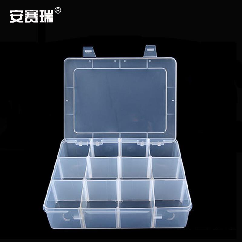 安赛瑞 28578 塑料透明零件盒 工具分类箱 12格 22.5 ×18×5.7cm 透明按件销售