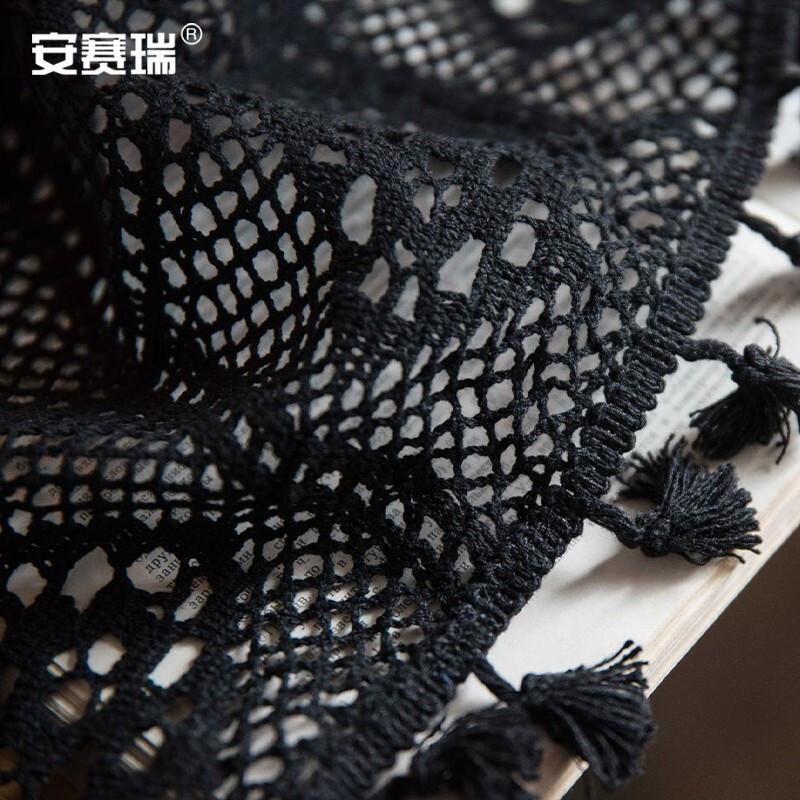 安赛瑞 7E00049 蕾丝镂空桌垫 100*140cm 黑色按（个）销售