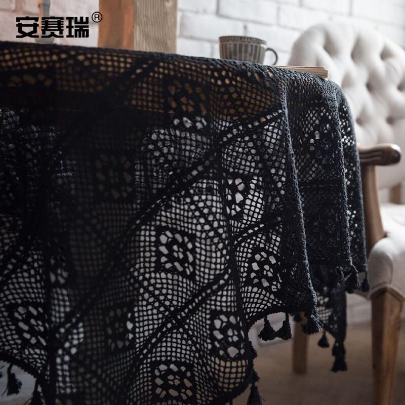 安赛瑞 7E00050 蕾丝镂空桌垫 140*140cm 黑色按（个）销售