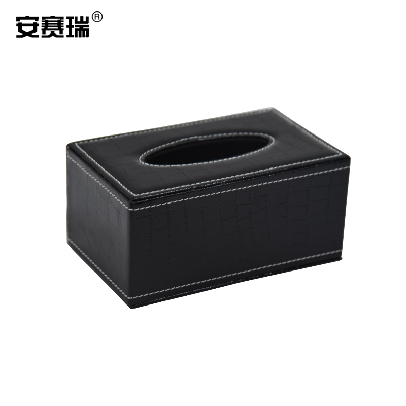 安赛瑞 7D00013 皮革抽纸盒 黑鳄鱼纹中号按（个）销售