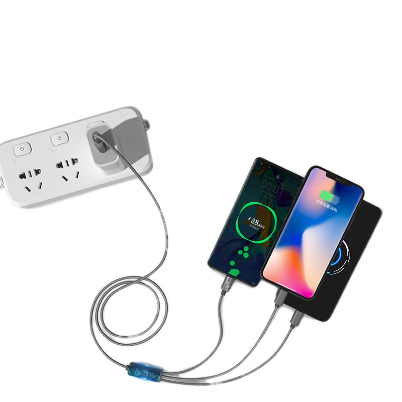 乐默 PLCB-002 毕加索超级快充一拖三数据线 105cm 混色按个销售