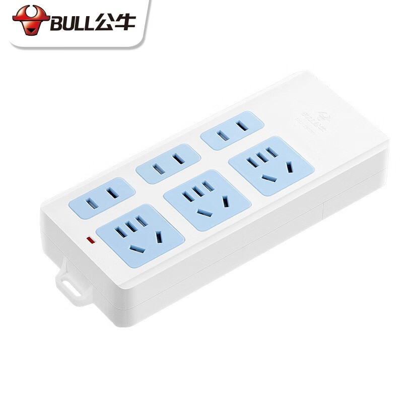 公牛 GN-102 新国标插座 6位无开关 3米 蓝白色按个销售