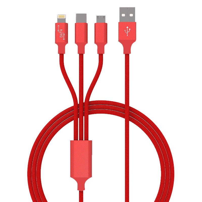 乐默 LCB-123 精编一拖三数据线 105cm 蓝色按个销售