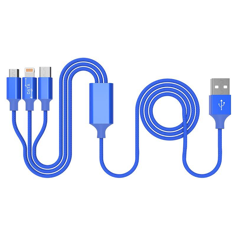 乐默 LCB-123 精编一拖三数据线 105cm 蓝色按个销售