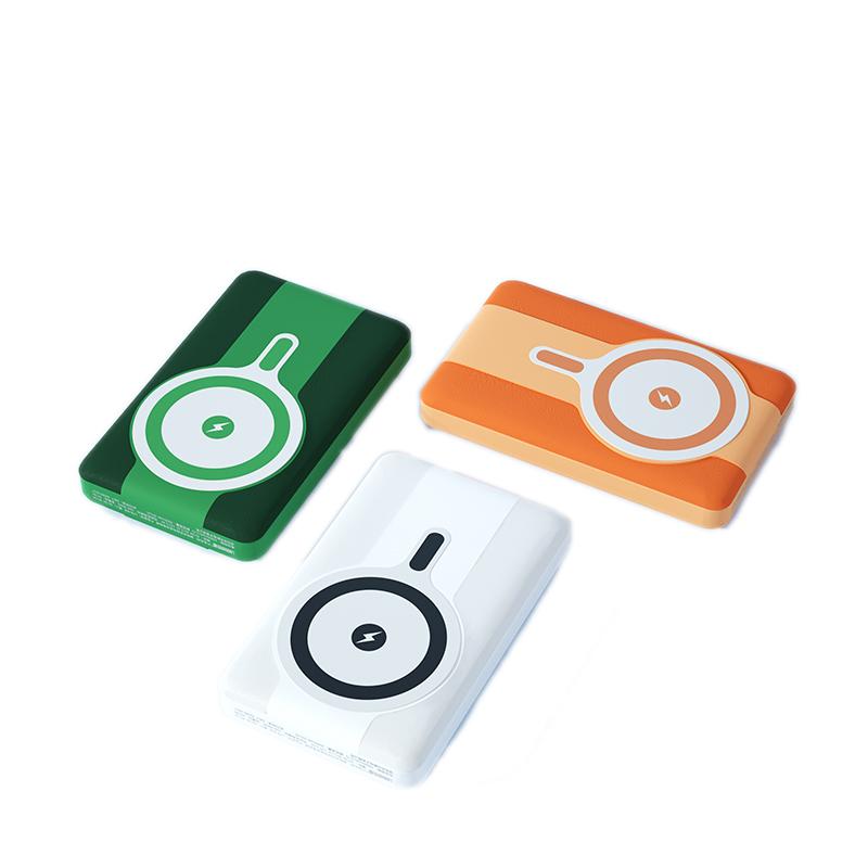 乐默 LPB-068 皮革磁吸无线充支架移动电源 108mm*65mm*18mm 橙色按个销售