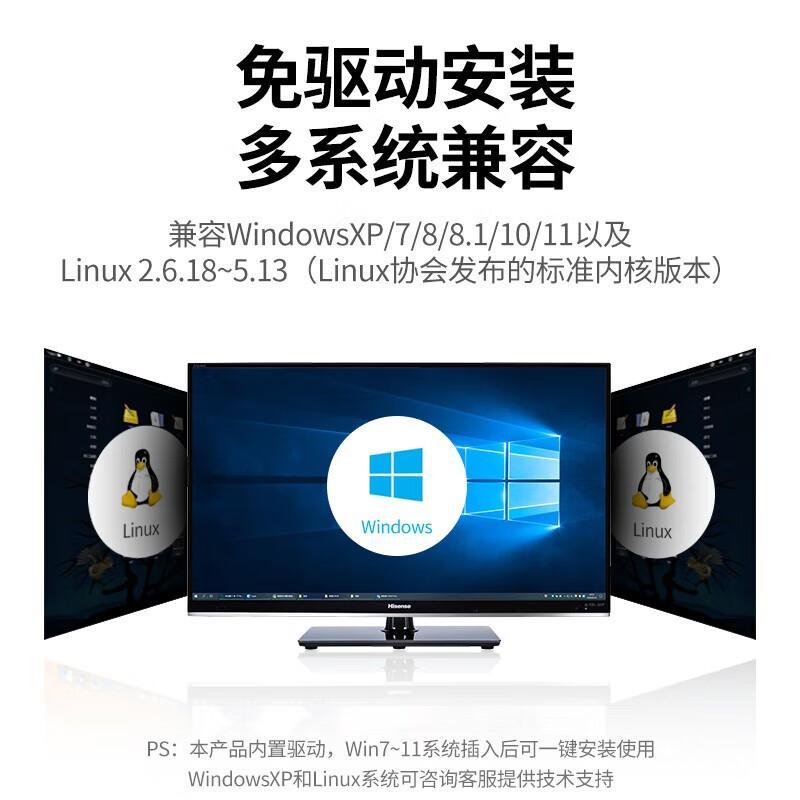 绿联 20204 USB无线网卡免驱动 650M双频5G 黑色按（个）销售