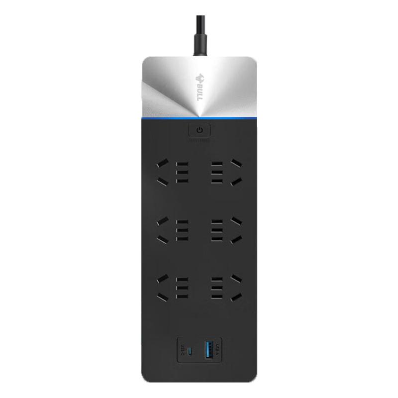 公牛 GN-H406U2 20W PD苹果快充插座 6位总控+USB+Type-c 3米 银黑色按个销售