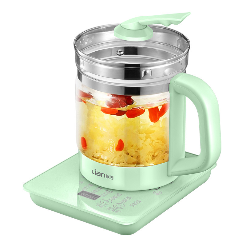 联创 DF-EP0819M 全自动玻璃电热壶 800W 绿色 彩盒包装 电子触摸式+壶身为高硼硅加厚玻璃，抗腐蚀，耐高温+隐藏式304不锈钢发热盘+双重防干烧保护装置+壶身可360度旋转+容量1.8L（抹茶绿）按（台）销售