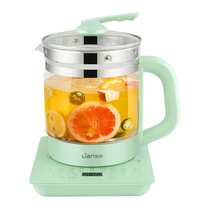 联创 DF-EP0819M 全自动玻璃电热壶 800W 绿色 彩盒包装 电子触摸式+壶身为高硼硅加厚玻璃，抗腐蚀，耐高温+隐藏式304不锈钢发热盘+双重防干烧保护装置+壶身可360度旋转+容量1.8L（抹茶绿）按（台）销售