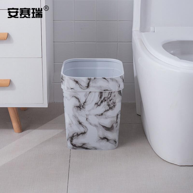 安赛瑞 7F00128 复古仿木纹方形垃圾桶 白色大理石纹按个销售