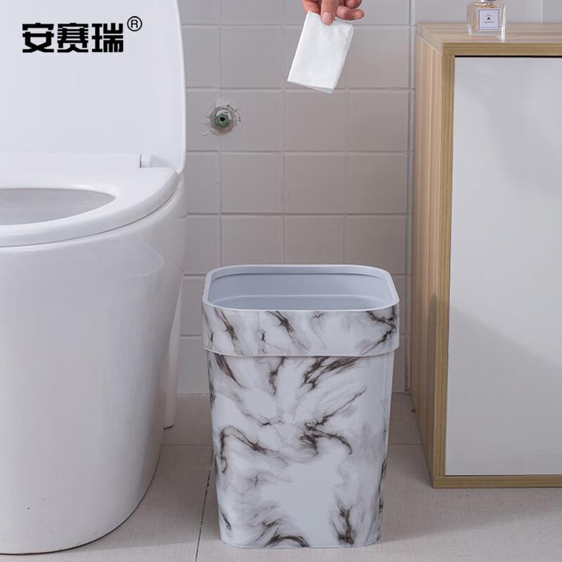 安赛瑞 7F00128 复古仿木纹方形垃圾桶 白色大理石纹按个销售