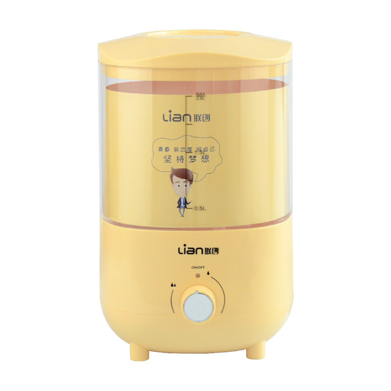 联创 DF-HU0821M 加湿器 18W 黄色 彩盒包装 上加水设计、工程塑胶ABS、超声波雾化头、缺水保护、电源过电流保护、容量2.6L按（台）销售