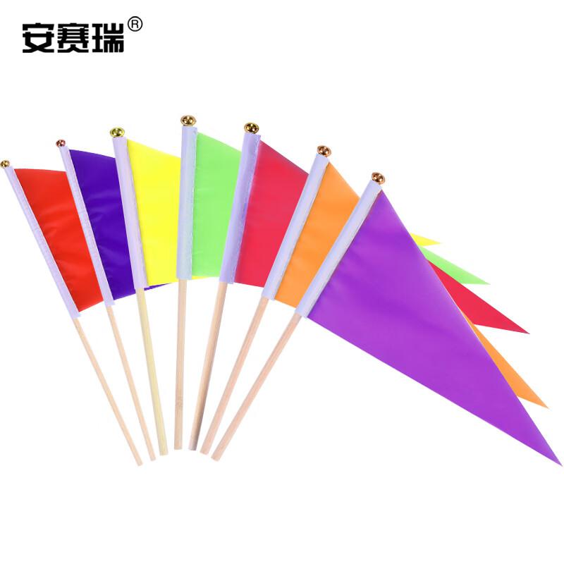 安赛瑞 1H00492 三角手摇实心杆小彩旗 14x21cm 100面装 （混装）按组销售
