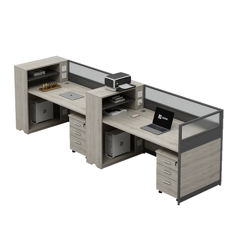 兰冉 LR-ST-540 屏风隔断职员桌子并排双人位含柜 W3000*D600*H1100mm按张销售