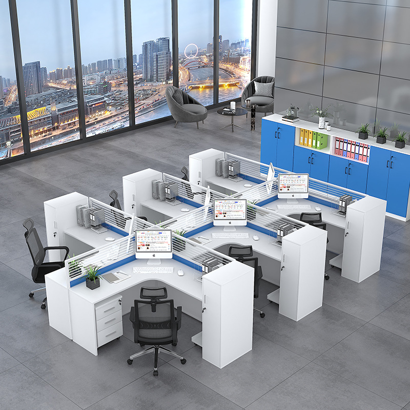 臻远 GWA-005 屏风办公桌 带活动柜+衣柜 干字型6人位 4200*2800*1100按套销售 臻远 GWA-005 屏风办公桌 带活动柜+衣柜 干字型6人位 4200*2800*1100按套销售