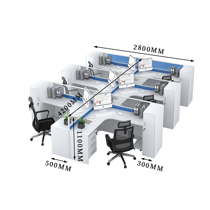 臻远 GWA-005 屏风办公桌 带活动柜+衣柜 干字型6人位 4200*2800*1100按套销售 臻远 GWA-005 屏风办公桌 带活动柜+衣柜 干字型6人位 4200*2800*1100按套销售