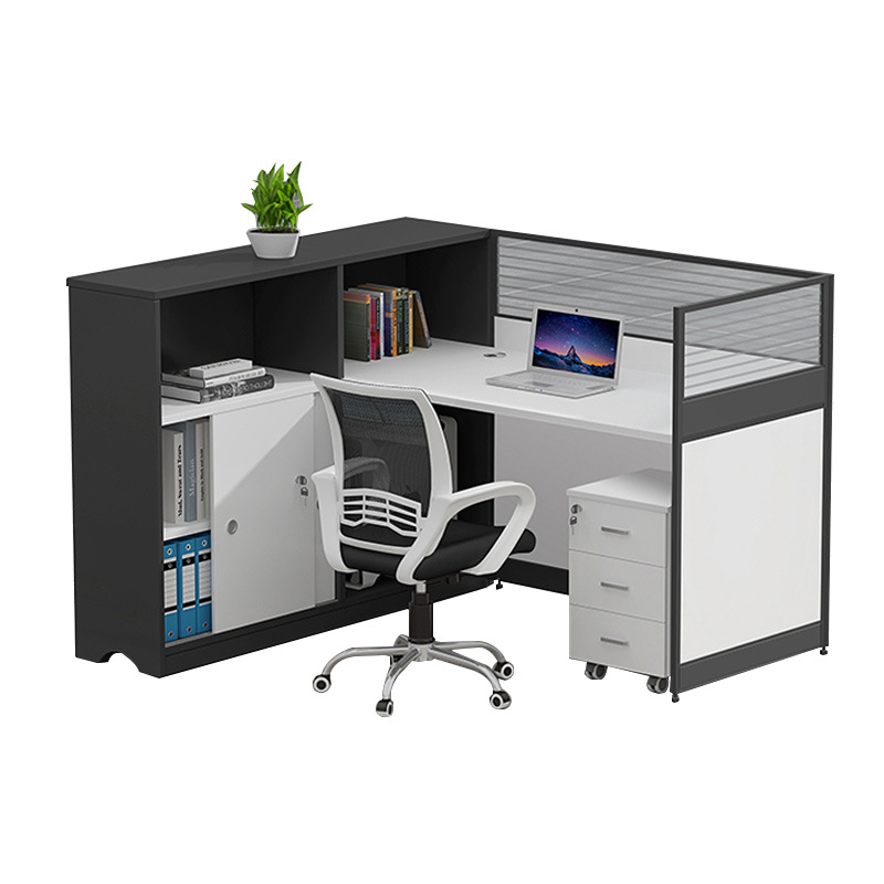 臻远 GWB-001 屏风办公桌单人位左高柜 含活动柜 1400*1500*1100按套销售