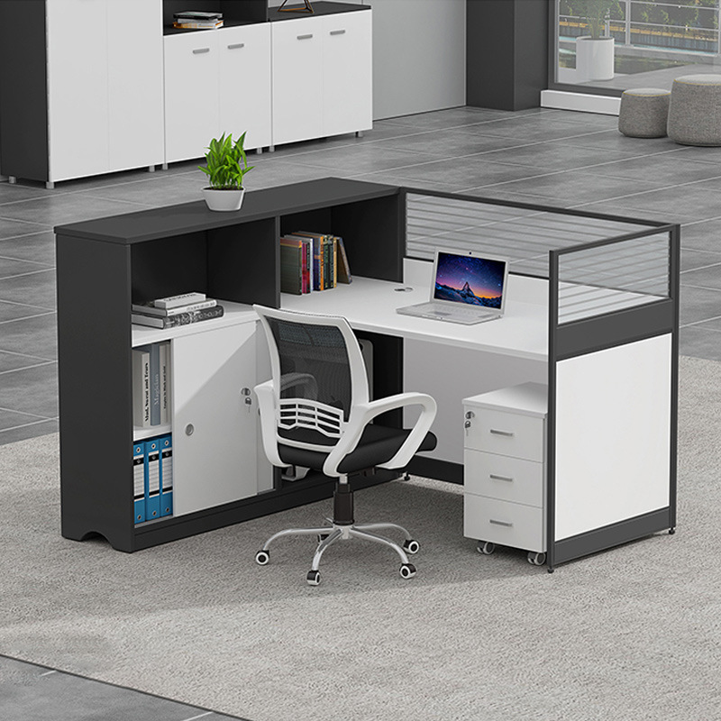 臻远 GWB-001 屏风办公桌单人位左高柜 含活动柜 1400*1500*1100按套销售