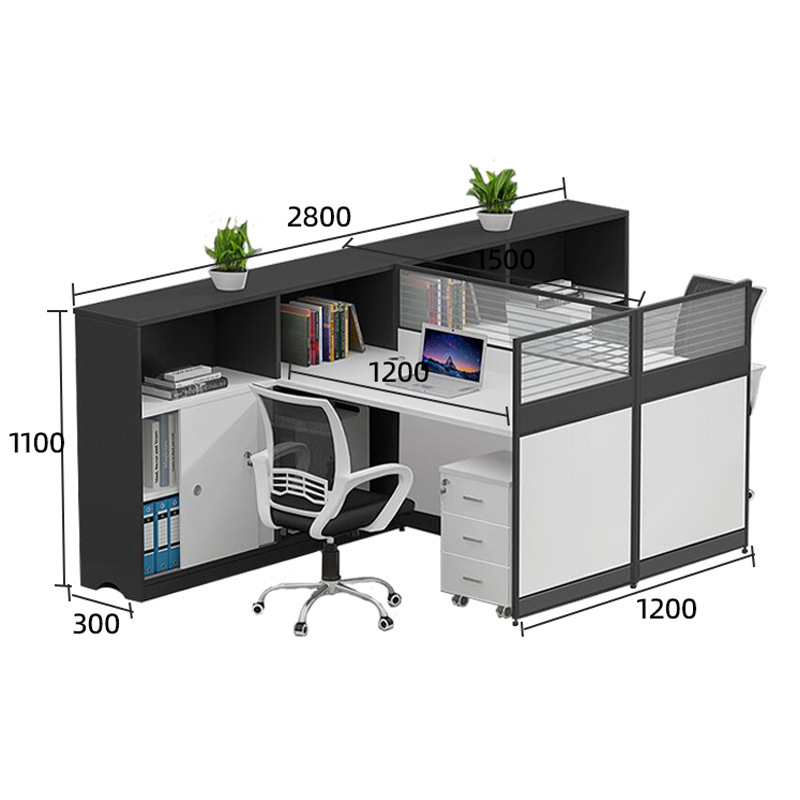臻远 GWB-002 屏风办公桌面对面2人位 含活动柜 2800*1500*1100按套销售