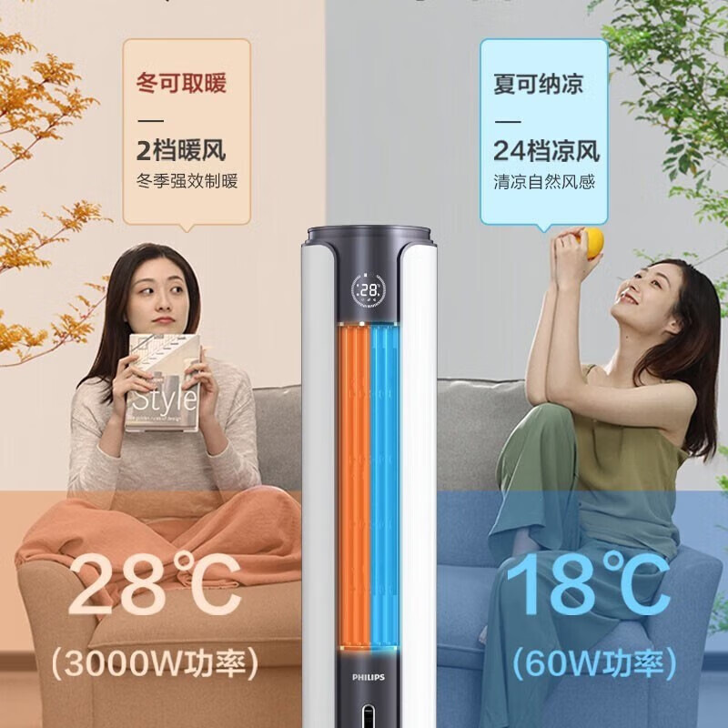 飞利浦 ACR5166TN 家用冷暖两用空调扇负离子净化加湿 白色按（台）销售