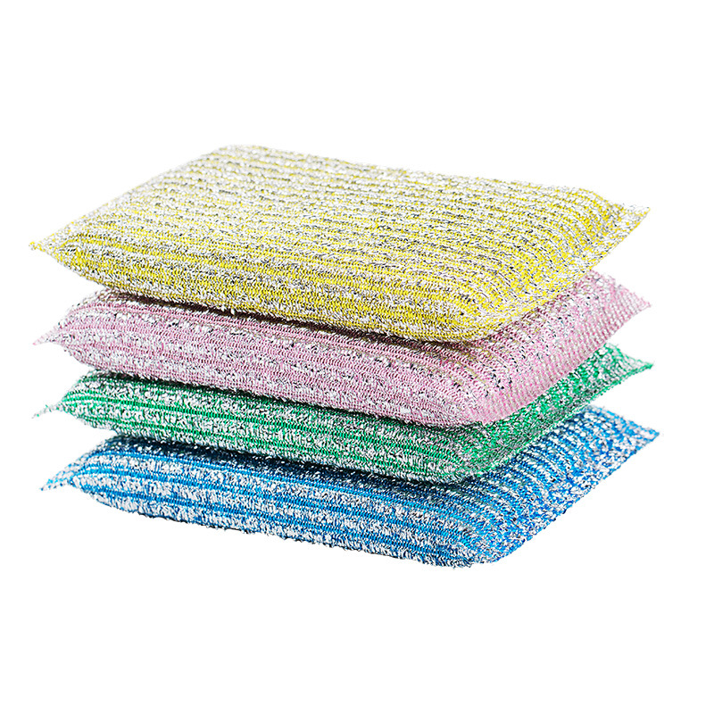 茶花 221004*2 彩条金柔百洁布 3+1片装 2包组合装按（组）销售