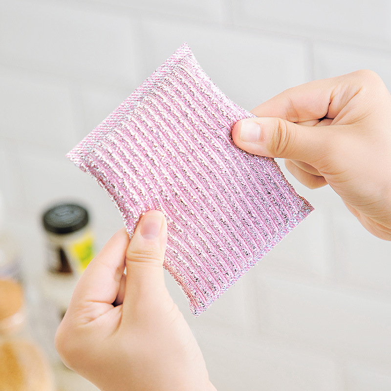 茶花 221004*2 彩条金柔百洁布 3+1片装 2包组合装按（组）销售