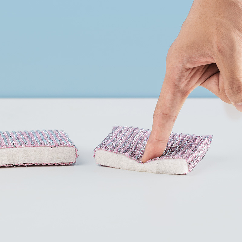 茶花 221004*2 彩条金柔百洁布 3+1片装 2包组合装按（组）销售