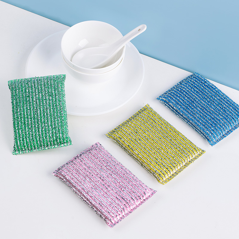 茶花 221004*2 彩条金柔百洁布 3+1片装 2包组合装按（组）销售