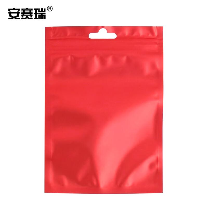 安赛瑞 240641 彩色阴阳自封袋 半透明拉骨拉链袋 宽8cm长13cm16丝 100个装 红色按（包）销售