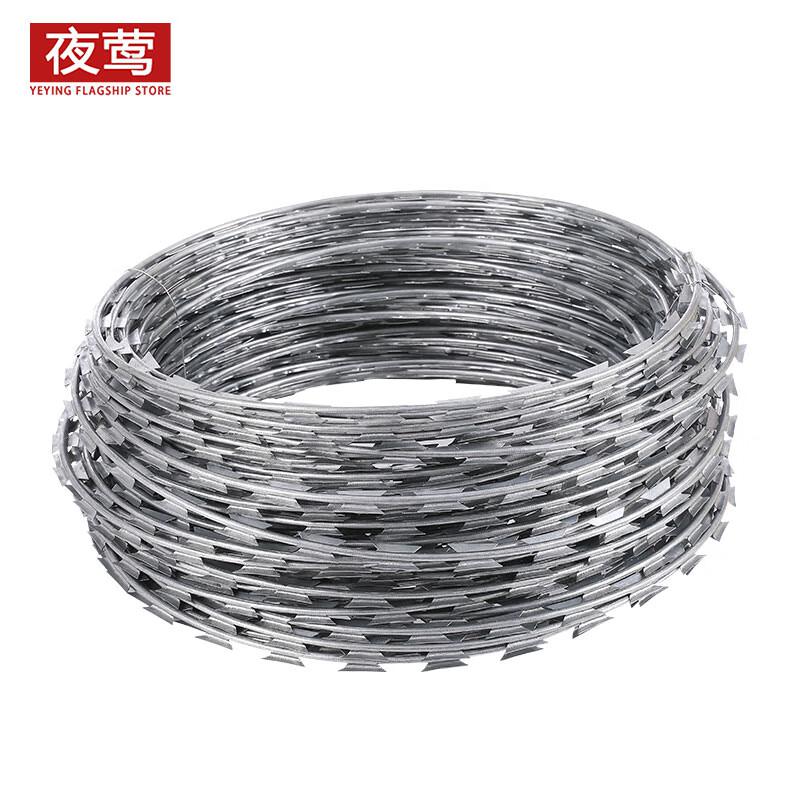 夜莺 滚笼刺丝刀片刺绳 热镀锌卷径30厘米单螺旋覆盖10米 金属银色按卷销售