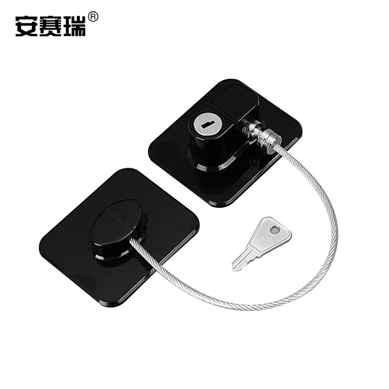 安赛瑞 5D00204 免打孔窗户锁扣 平开窗限位器 46x68mm 方形黑色四轮密码按（个）销售