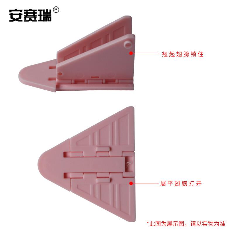 安赛瑞 5D00409 移门锁 推拉门窗锁 免打孔平开窗安全锁柜门锁 7.5X9cm 粉色5个装  3包起订按包销售