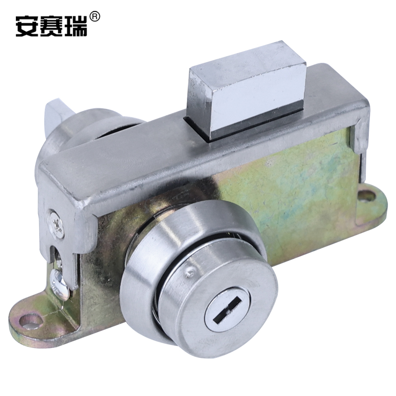 安赛瑞 5D00747 平头锁 暗装地锁 有框玻璃门落地双面锁 圆舌双锁头 适合门厚45-55mm 银色按（个）销售