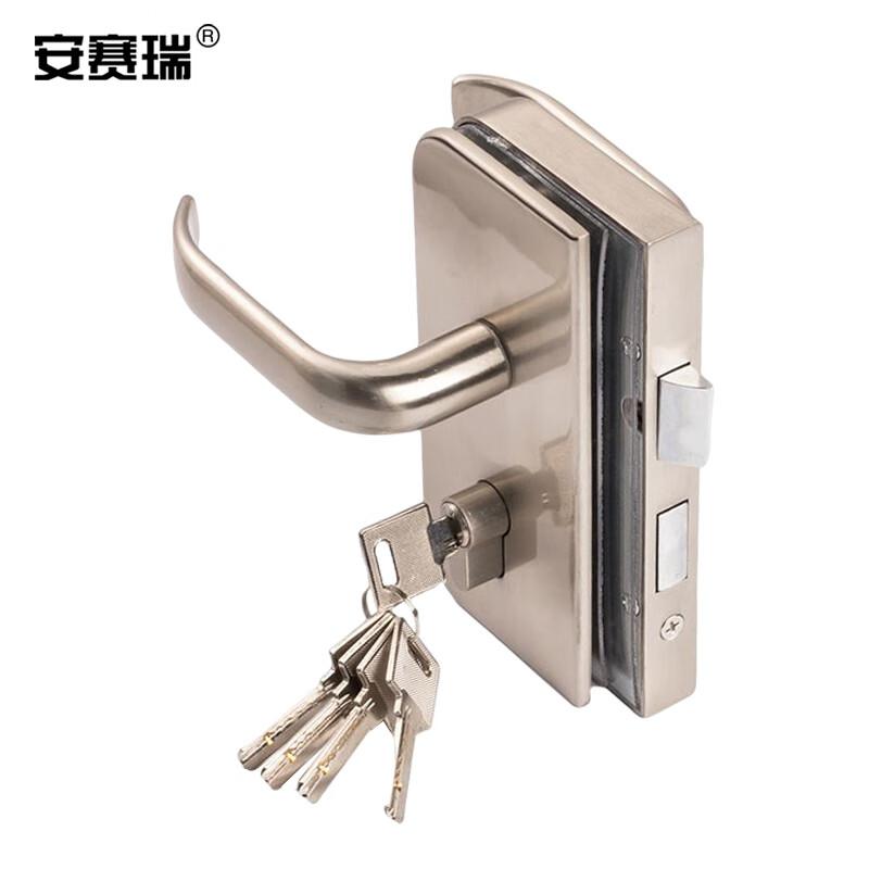 安赛瑞 5D00758 玻璃门锁 执手锁 单门右开竖锁 高约17cm 拉丝银按（把）销售