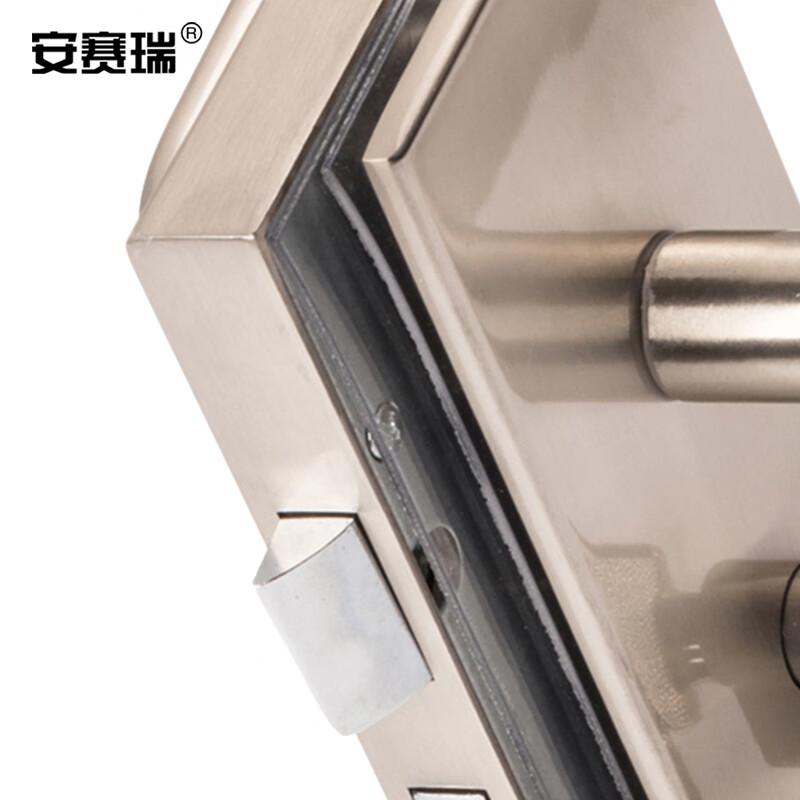 安赛瑞 5D00761 玻璃门锁 执手锁 双门左开竖锁 高约17cm 拉丝银按（把）销售