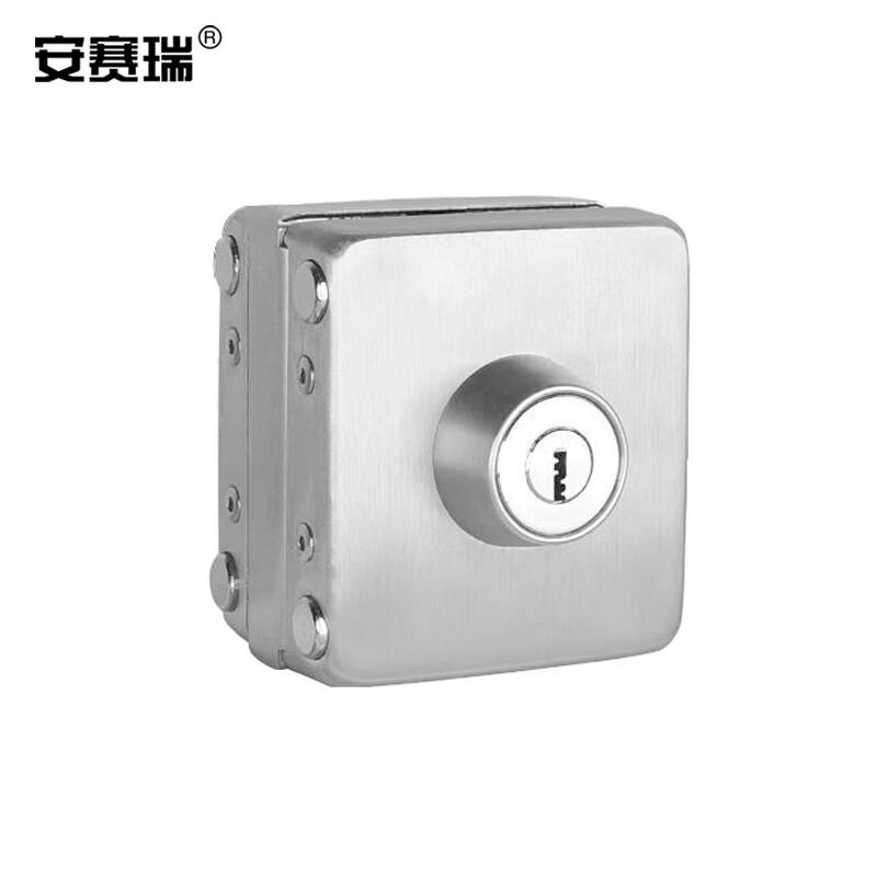 安赛瑞 460096 玻璃门锁 免开孔304不锈钢移门防盗锁具玻璃锁 方形-单开门-带反锁【602】按个销售