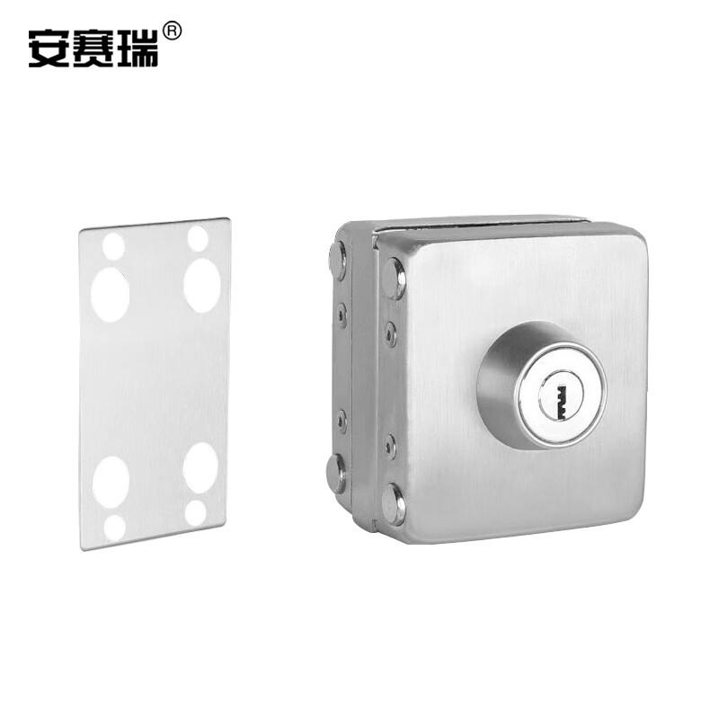 安赛瑞 460096 玻璃门锁 免开孔304不锈钢移门防盗锁具玻璃锁 方形-单开门-带反锁【602】按（个）销售